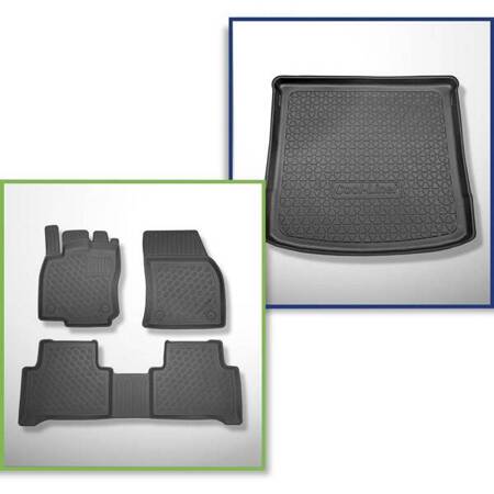 Conjunto: tapetes TPE + protetor de porta-malas para Volkswagen Touran II Minivan (09.2015-....) - Aristar - Cool liner - 5/7 lugares; terceira fileira inclinada