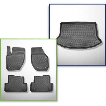 Conjunto: tapetes TPE + protetor de porta-malas para Volvo V40 II Cross Country Hatchback (07.2012-07.2019) - Aristar - Cool liner - parte inferior do porta-malas; para carros sem base dupla no porta-malas