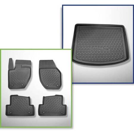 Conjunto: tapetes TPE + protetor de porta-malas para Volvo V40 II Hatchback (07.2012-07.2019) - Aristar - Cool liner - parte inferior do porta-malas; para carros com base dupla no porta-malas