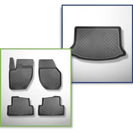 Conjunto: tapetes TPE + protetor de porta-malas para Volvo V40 II Hatchback (07.2012-07.2019) - Aristar - Guardliner - parte inferior do porta-malas; para carros sem base dupla no porta-malas