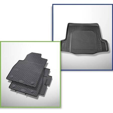 Conjunto: tapetes de borracha + protetor de porta-malas para Chevrolet Cruze Sedan (05.2009-2011) - Standard - com roda sobressalente provisória