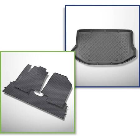 Conjunto: tapetes de borracha + protetor de porta-malas para Hyundai ix20 Minivan (05.2010-2020) - Guardliner - parte inferior do porta-malas