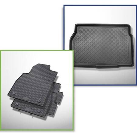 Conjunto: tapetes de borracha + protetor de porta-malas para Opel Astra J Coupé, Hatchback (09.2009-12.2014) - Guardliner - sem inserção adicional no porta-malas; também para GTC