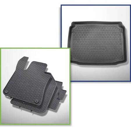 Conjunto: tapetes de borracha + protetor de porta-malas para Peugeot 308 II Hatchback (08.2013-11.2021) - Cool liner - parte inferior do porta-malas; com roda sobressalente provisória ou conjunto de reparação