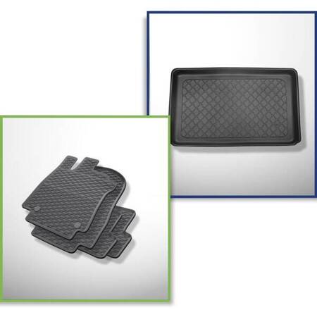 Conjunto: tapetes de borracha + protetor de porta-malas para Renault Captur I SUV (04.2013-12.2019) - Guardliner - para a parte inferior e superior do porta-malas