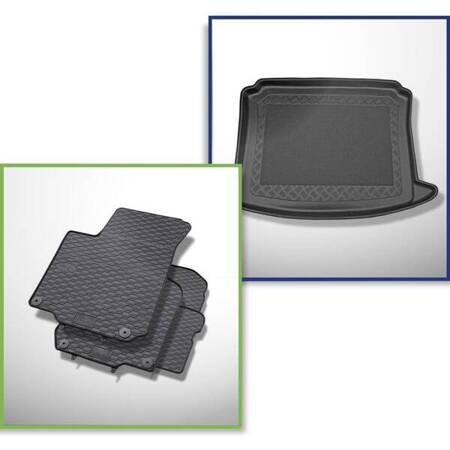 Conjunto: tapetes de borracha + protetor de porta-malas para Seat Leon I 1M Hatchback (1999-2005) - Standard