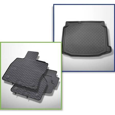 Conjunto: tapetes de borracha + protetor de porta-malas para Seat Leon III 5F Hatchback (2013-03.2020) - Guardliner - parte inferior do porta-malas; sem base dupla no porta-malas