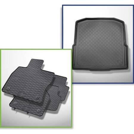 Conjunto: tapetes de borracha + protetor de porta-malas para Skoda Octavia III 5E Kombi (05.2013-05.2020) - Guardliner - parte inferior do porta-malas (sem base multifuncional)