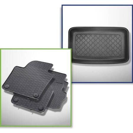 Conjunto: tapetes de borracha + protetor de porta-malas para Volkswagen Sharan II Van (09.2010-2022) - Guardliner - 7 lugares; terceira fileira levantada (para o espaço atrás da terceira fileira de assentos)