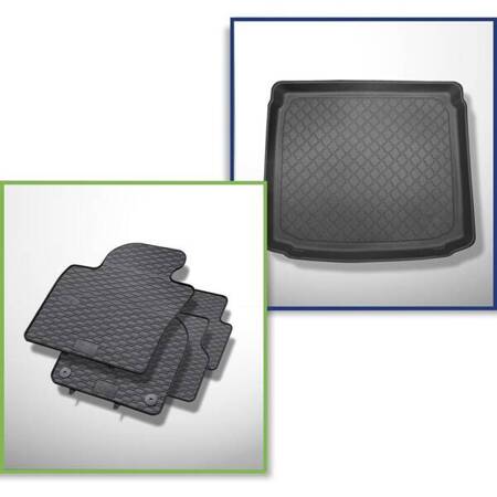 Conjunto: tapetes de borracha + protetor de porta-malas para Volkswagen Tiguan I SUV (07.2007-2015) - Guardliner - parte inferior do porta-malas; com conjunto de reparação