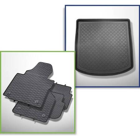 Conjunto: tapetes de borracha + protetor de porta-malas para Volkswagen Touran I Minivan (03.2003-2010) - Guardliner - 5 lugares