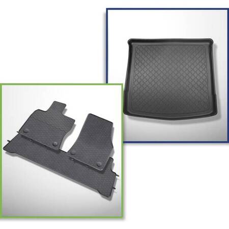 Conjunto: tapetes de borracha + protetor de porta-malas para Volkswagen Touran III Minivan (09.2015-....) - Guardliner - 5/7 lugares; terceira fileira inclinada