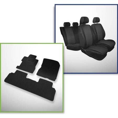 Conjunto: tapetes de feltro (4 portas) + capas feitas sob medida para Honda Civic VIII Coupé, Hatchback, Sedan (2006-2011) – Practic