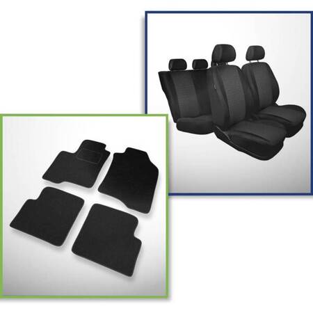 Conjunto: tapetes de feltro + capas feitas sob medida para Fiat Panda III Hatchback, Van (2012-....) – Practic - 5 lugares