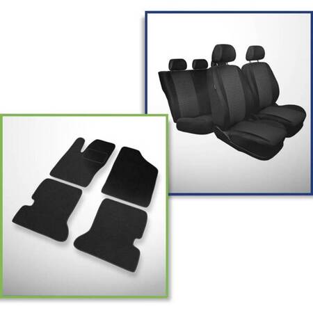 Conjunto: tapetes de feltro + capas feitas sob medida para Fiat Seicento Hatchback (1998-2005) – Practic - segunda fileira - assento e apoio bipartidos