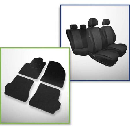 Conjunto: tapetes de feltro + capas feitas sob medida para Ford Fiesta VI Hatchback, Van (2002-2008) – Practic