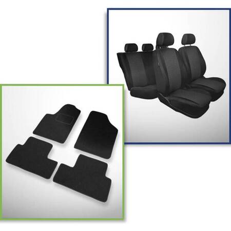 Conjunto: tapetes de feltro + capas feitas sob medida para Peugeot Partner I, I FL Van (1997-2008) – Practic