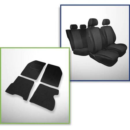 Conjunto: tapetes de feltro + capas feitas sob medida para Renault Kangoo Van (1997-2007) – Practic