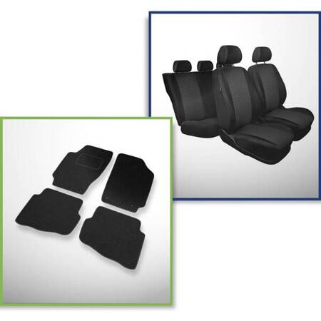 Conjunto: tapetes de feltro + capas feitas sob medida para Skoda Fabia I Hatchback, Kombi, Sedan (1999-2007) – Practic - segunda fileira - banco inteiro