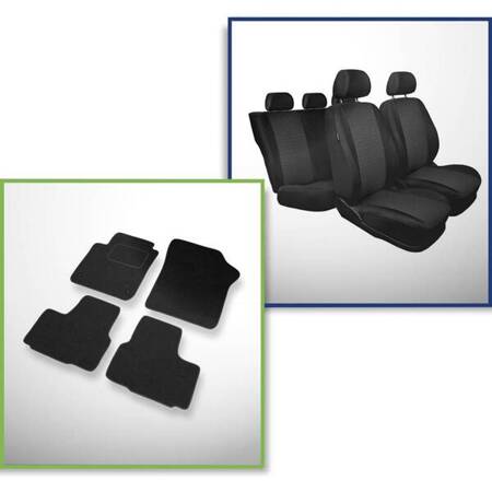 Conjunto: tapetes de feltro + capas feitas sob medida para Volkswagen up! Hatchback (2011-2019) – Practic - segunda fileira - banco inteiro