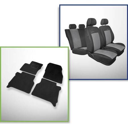 Conjunto: tapetes de veludo (5-lugares) + capas feitas sob medida para Ford Transit Connect II Van (2014-2020) – Elegance P-2