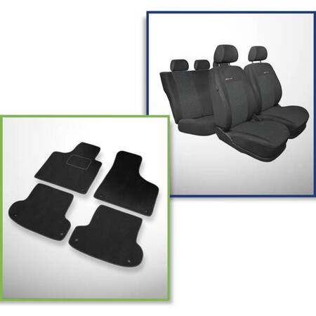 Conjunto: tapetes de veludo + capas feitas sob medida para Audi A3 8P Hatchback, Sportback (2003-2009) – Elegance P-1