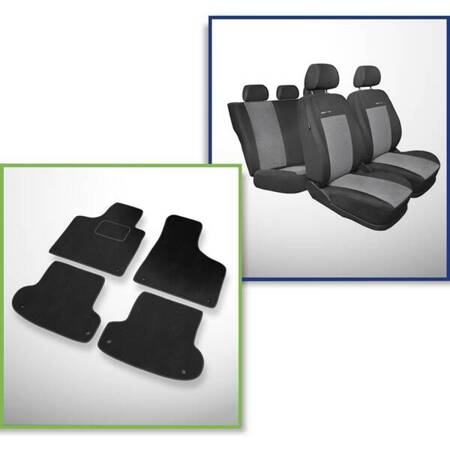 Conjunto: tapetes de veludo + capas feitas sob medida para Audi A3 8P Hatchback, Sportback (2003-2009) – Elegance P-2