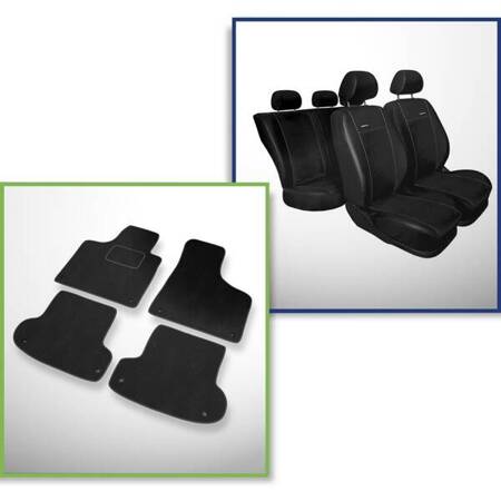 Conjunto: tapetes de veludo + capas feitas sob medida para Audi A3 8P Hatchback, Sportback (2003-2009) – Premium preto