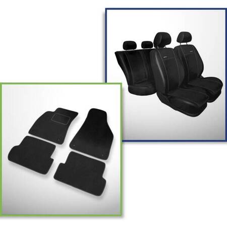 Conjunto: tapetes de veludo + capas feitas sob medida para Audi A4 B6 Avant, Limousine (2000-2004) – Premium preto