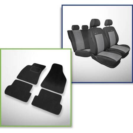 Conjunto: tapetes de veludo + capas feitas sob medida para Audi A4 B7 Avant, Limousine (2004-2008) – Elegance P-2