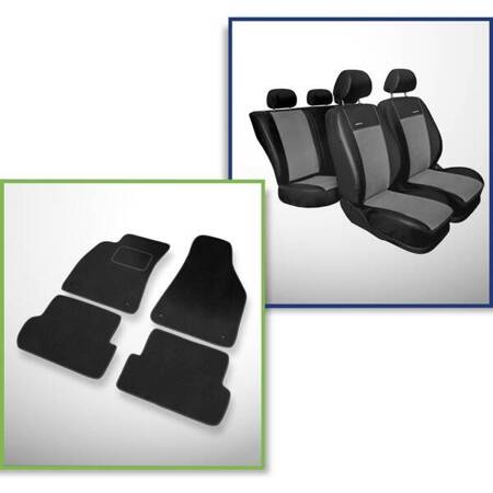 Conjunto: tapetes de veludo + capas feitas sob medida para Audi A4 B7 Avant, Limousine (2004-2008) – Premium cinza