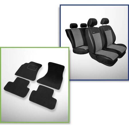 Conjunto: tapetes de veludo + capas feitas sob medida para Audi A4 B8 Avant, Limousine (2008-2015) – Premium cinza