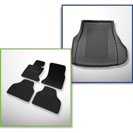 Conjunto: tapetes de veludo + capas feitas sob medida para BMW Série 7 E65 (09.2001-2008) - versão standard e longa