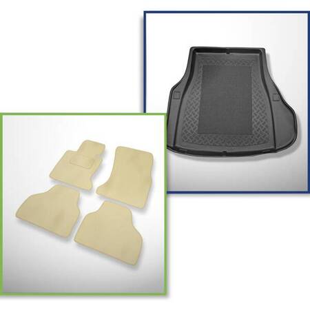 Conjunto: tapetes de veludo + capas feitas sob medida para BMW Série 7 E65 (09.2001-2008) - versão standard e longa