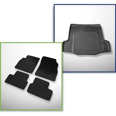 Conjunto: tapetes de veludo + capas feitas sob medida para Chevrolet Cruze (05.2009-2011) - com roda sobressalente provisória