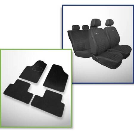 Conjunto: tapetes de veludo + capas feitas sob medida para Citroen Berlingo I, I FL Van (1996-2007) – Elegance P-4