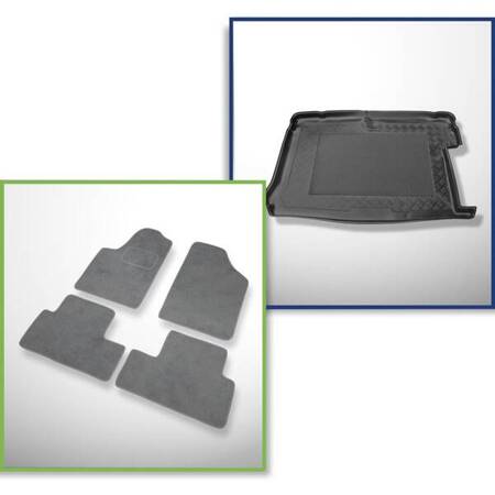 Conjunto: tapetes de veludo + capas feitas sob medida para Citroen Berlingo I Multi Space (1998-2007) - 5 lugares; com modubox