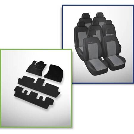 Conjunto: tapetes de veludo + capas feitas sob medida para Citroen C4 Grand Picasso Minivan (2006-2013) – Elegance P-2