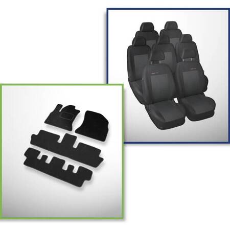 Conjunto: tapetes de veludo + capas feitas sob medida para Citroen C4 Grand Picasso Minivan (2006-2013) – Elegance P-3