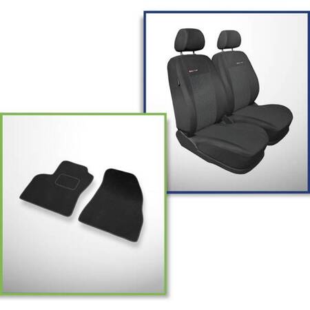 Conjunto: tapetes de veludo + capas feitas sob medida para Citroen Nemo Van (2007-2017) – Elegance P-1 - apenas assentos dianteiros