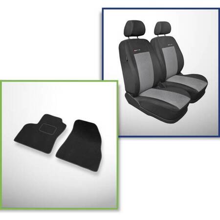 Conjunto: tapetes de veludo + capas feitas sob medida para Citroen Nemo Van (2007-2017) – Elegance P-2 - apenas assentos dianteiros