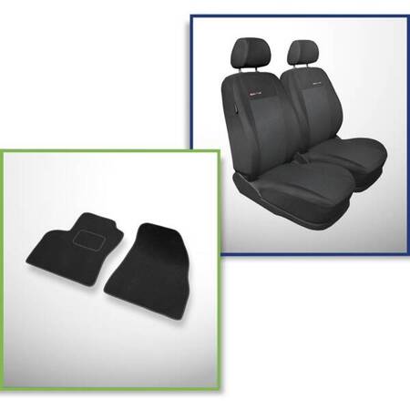 Conjunto: tapetes de veludo + capas feitas sob medida para Citroen Nemo Van (2007-2017) – Elegance P-3 - apenas assentos dianteiros