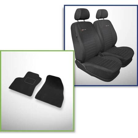 Conjunto: tapetes de veludo + capas feitas sob medida para Citroen Nemo Van (2007-2017) – Elegance P-4 - apenas assentos dianteiros