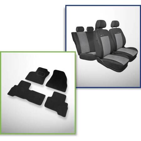 Conjunto: tapetes de veludo + capas feitas sob medida para Citroen Nemo Van (2008-2015) – Elegance P-2 - para duas fileiras de assentos