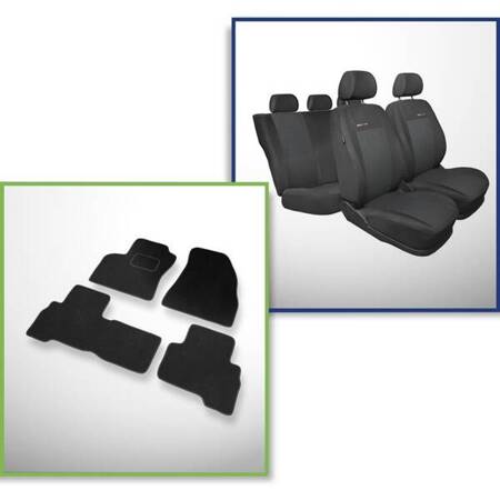 Conjunto: tapetes de veludo + capas feitas sob medida para Citroen Nemo Van (2008-2015) – Elegance P-3 - para duas fileiras de assentos