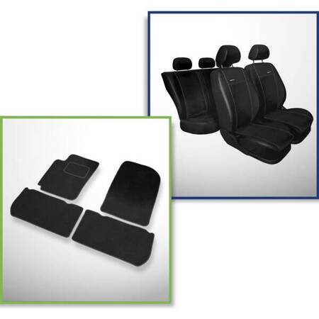 Conjunto: tapetes de veludo + capas feitas sob medida para Citroen Xsara Picasso Minivan (1999-2010) – Premium preto