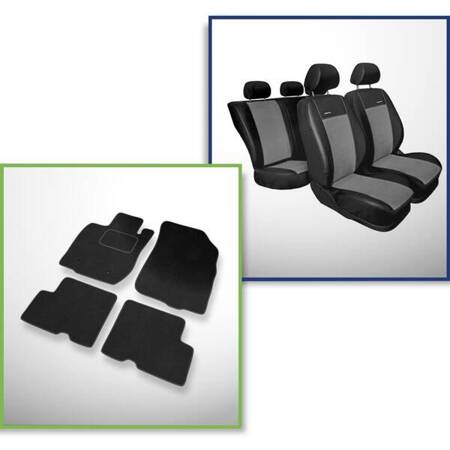 Conjunto: tapetes de veludo + capas feitas sob medida para Dacia Duster SUV (2010-2013) – Premium cinza