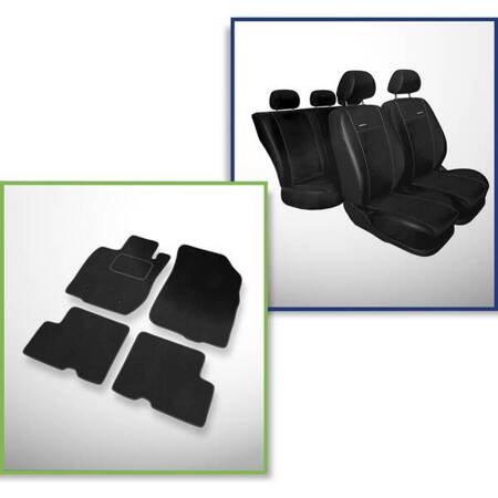 Conjunto: tapetes de veludo + capas feitas sob medida para Dacia Duster SUV (2010-2013) – Premium preto