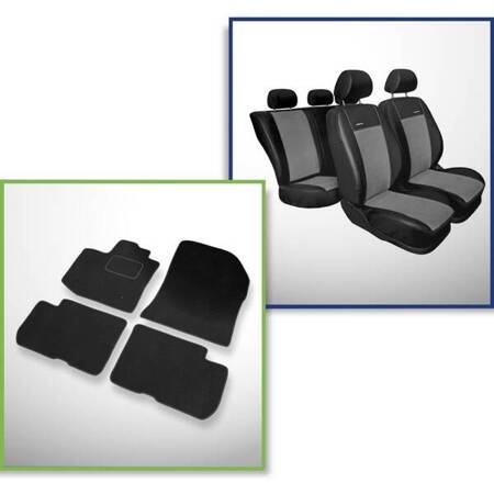 Conjunto: tapetes de veludo + capas feitas sob medida para Dacia Lodgy Van (2012-2017) – Premium cinza