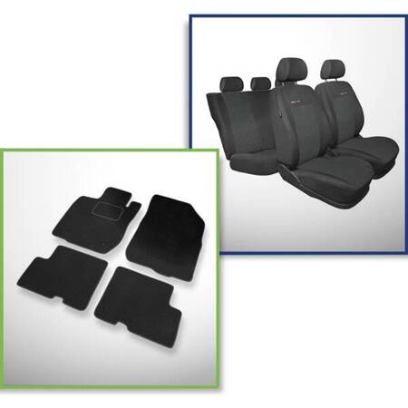 Conjunto: tapetes de veludo + capas feitas sob medida para Dacia Sandero Hatchback (2008-2012) – Elegance P-1